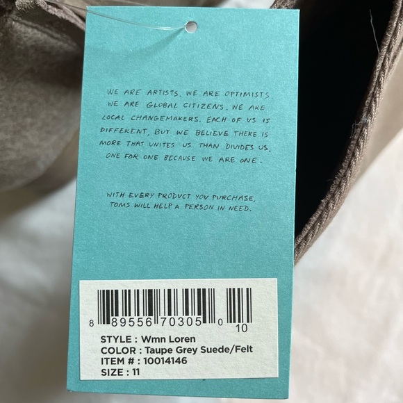 Toms Loren Suede and Felt Ankle boot/bootie Taupe Gray Women’s Sz 11 NWT - Picture 6 of 12